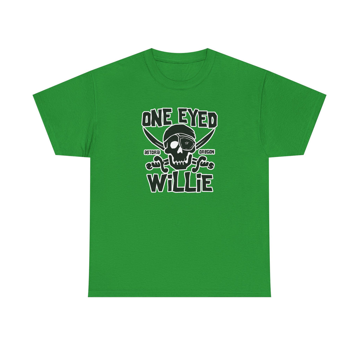 One Eyed Willie Pirate Skull Tee — Retro Nautical Adventure Graphic Shirt