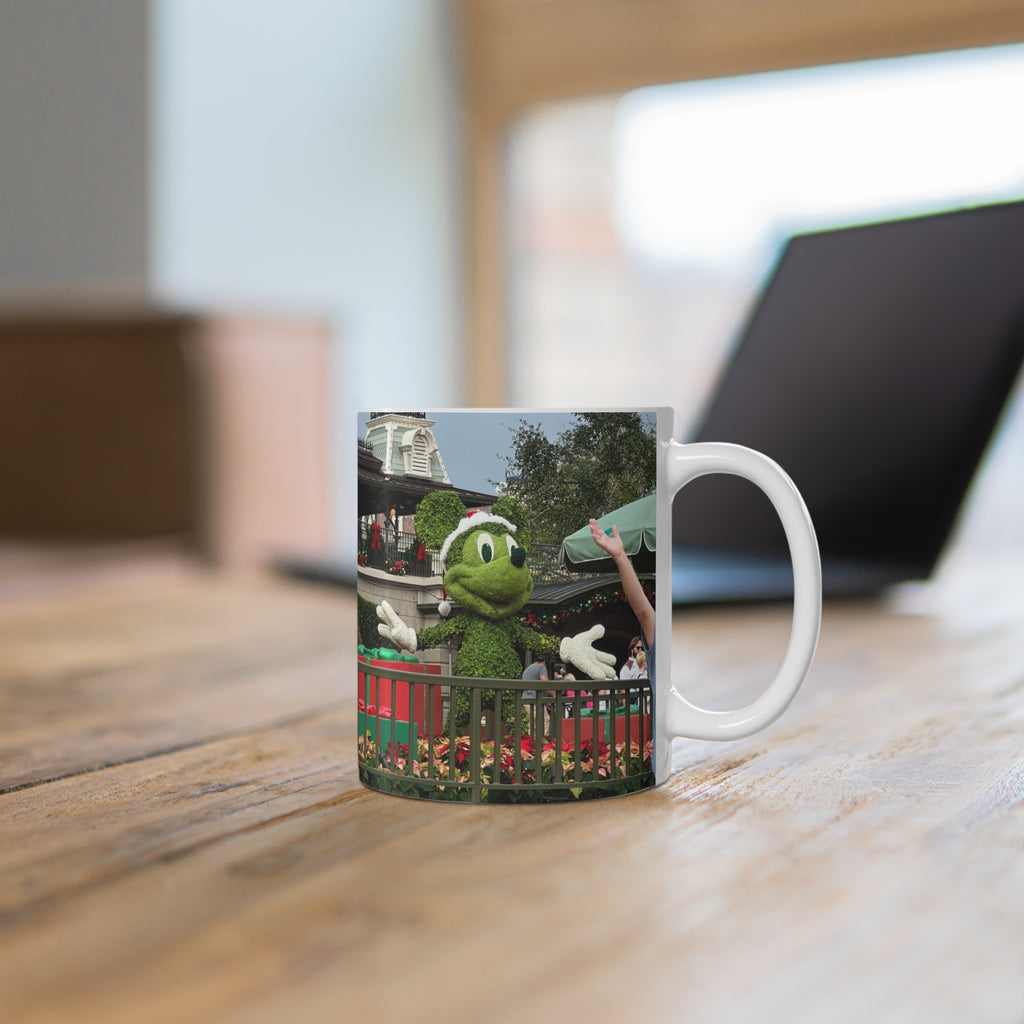 Christmas Topiary Mickey Ceramic Coffee Mug — Holiday Disney Park Souvenir (11oz/15oz)
