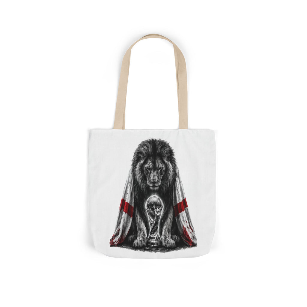 England Lion Guardian Canvas Tote — Protective Lion & Cub Illustration Tote Bag