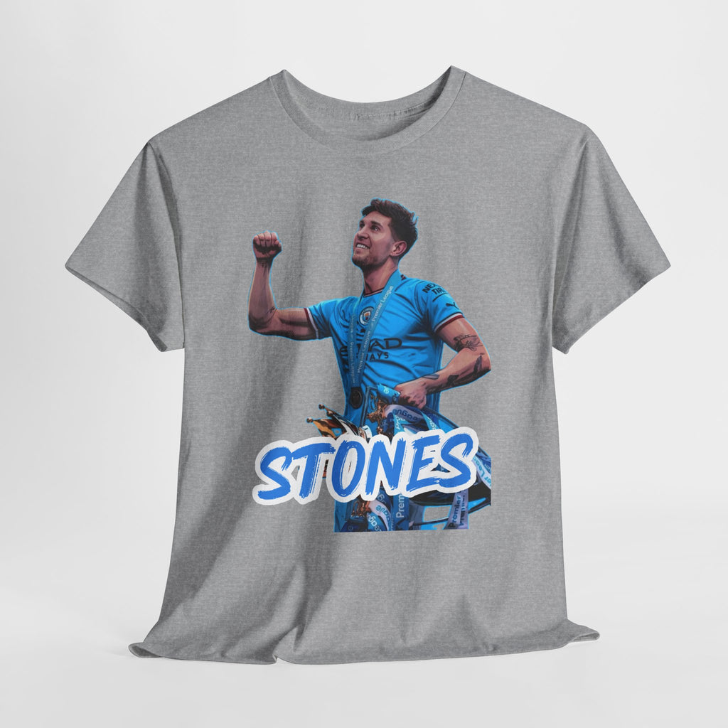 John Stones Manchester City Soccer Fan Tee — Blue Player Graphic T-Shirt
