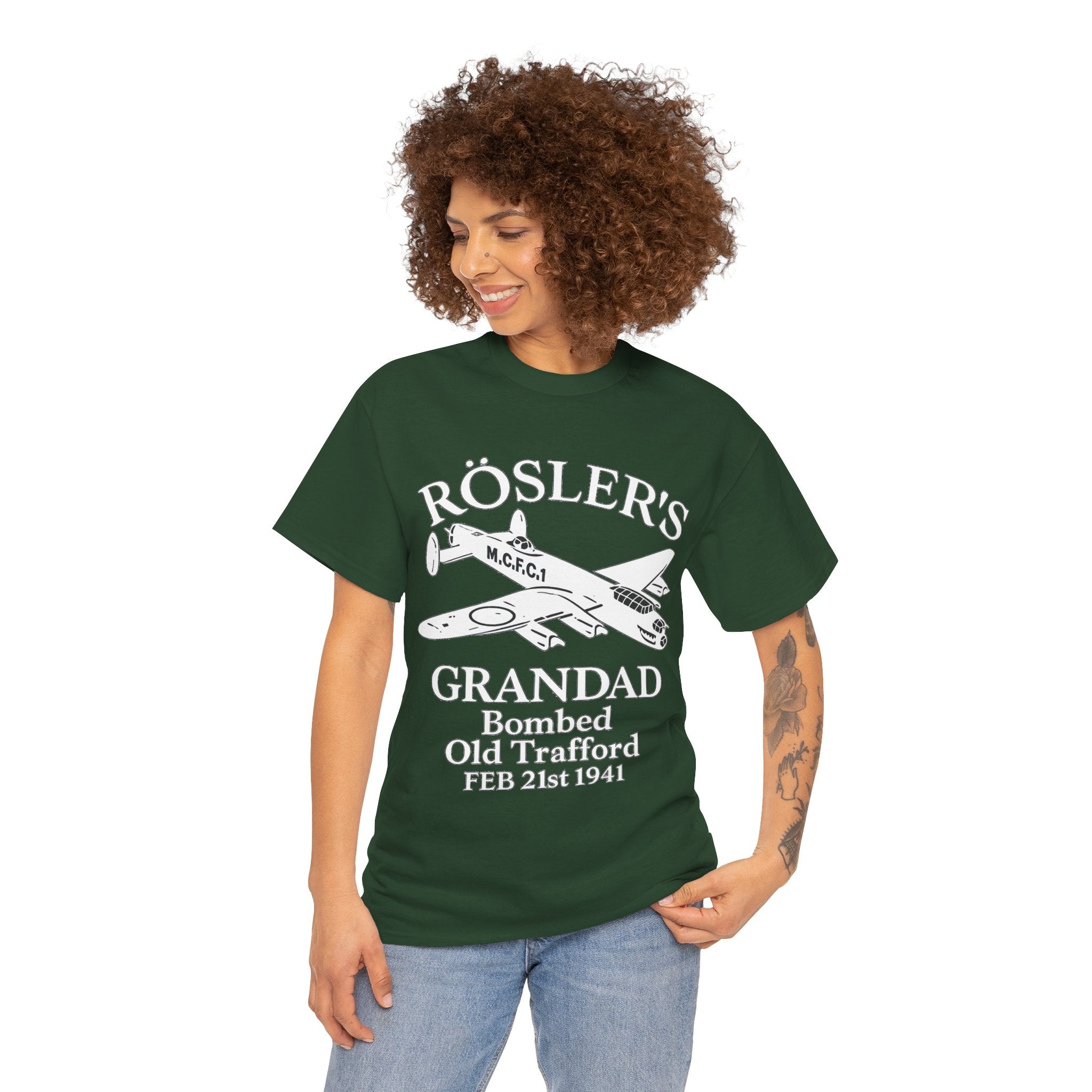 Rösler's Grandad Bombed Old Trafford Tee — WWII Tribute Military Plane Shirt (Feb 21, 1941)
