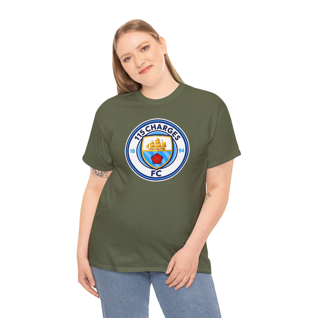 115 Charges FC Crest Cotton Tee — Vintage Blue Club Logo T-Shirt