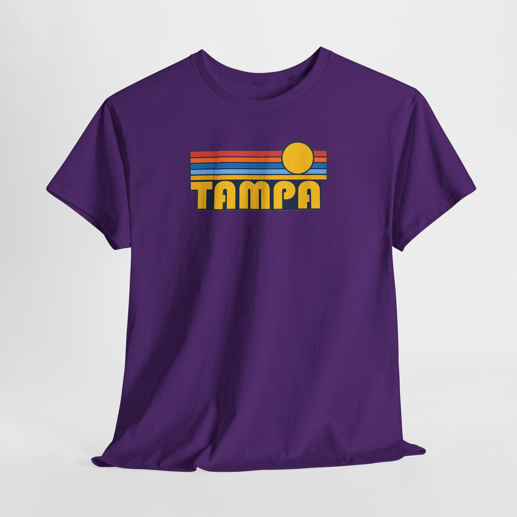 Tampa Retro Sunset T-Shirt — Vintage 70s Striped Beach Tee