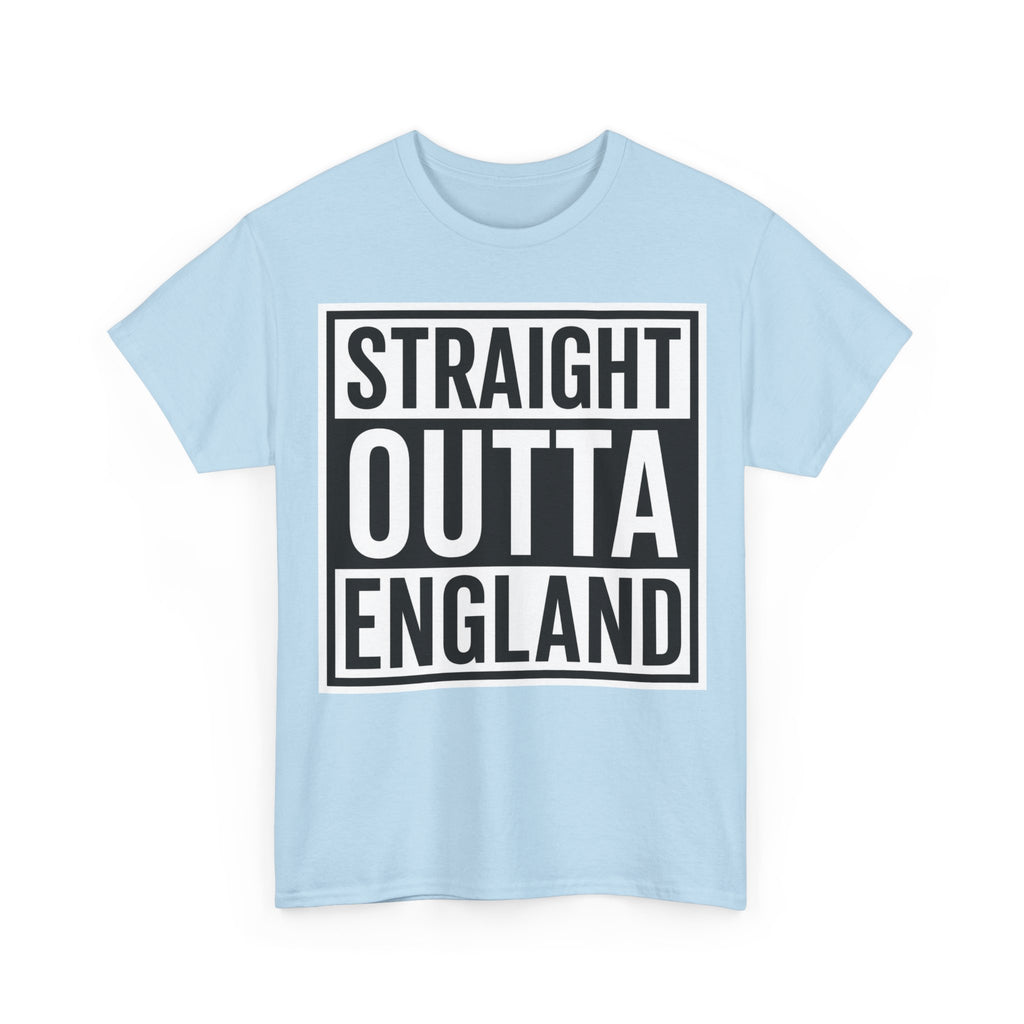 Straight Outta England T-Shirt — Bold Black Typography Tee for Brits & Expats
