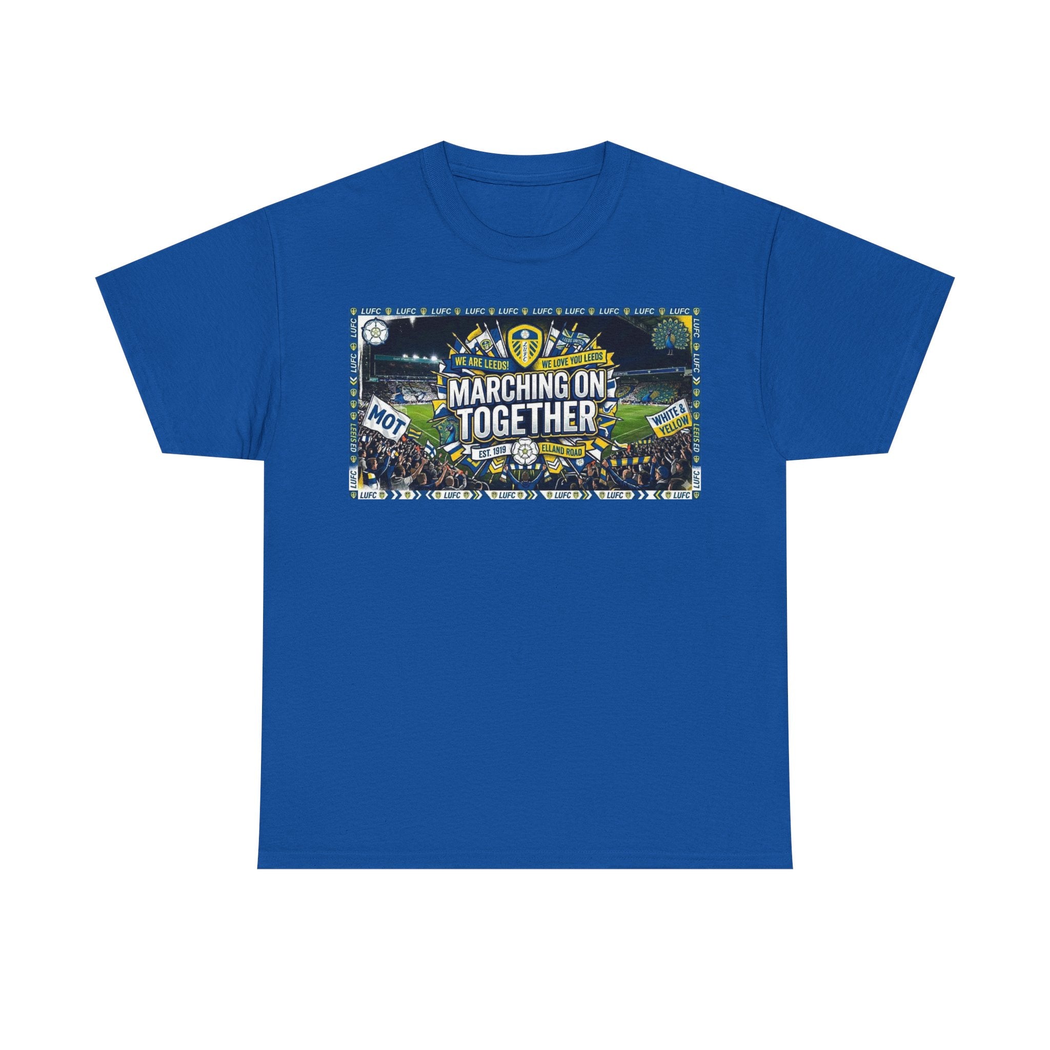 Leeds United T-Shirt — "Marching On Together" Fan Tee (Soccer Supporter Graphic)