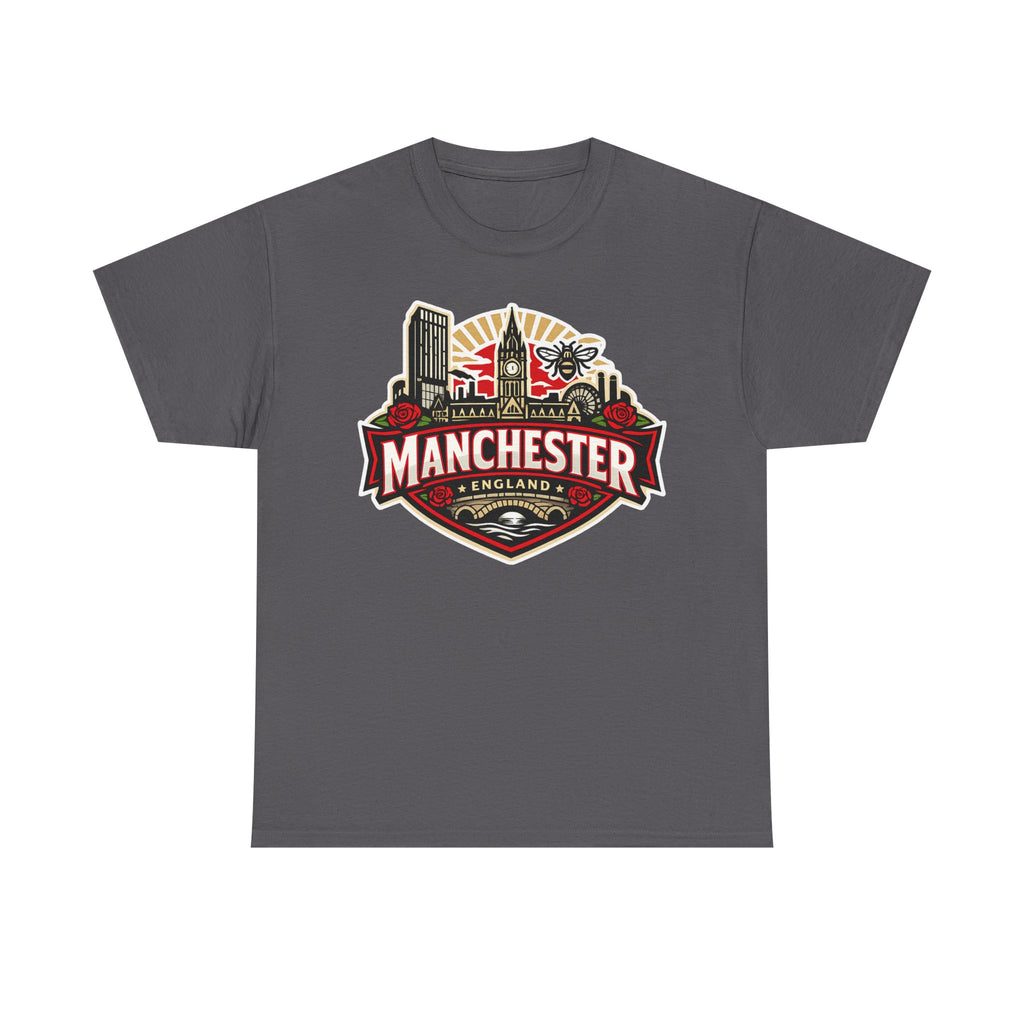 Manchester England Skyline T-Shirt — Vintage City Crest Tee