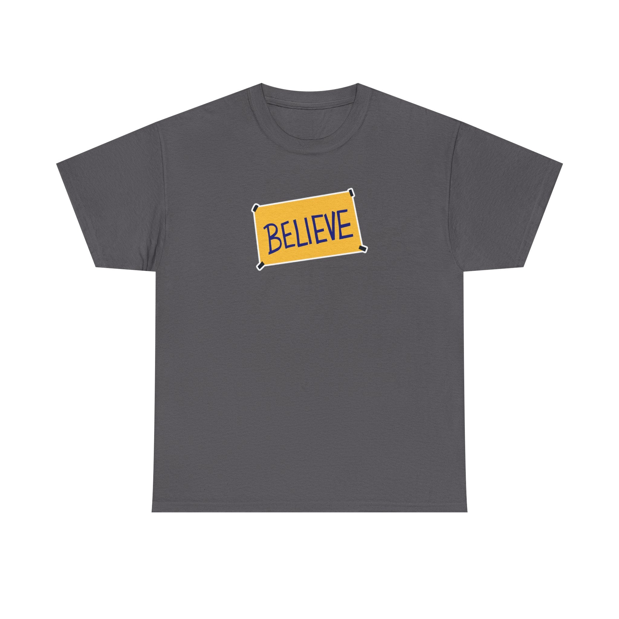 Ted Lasso Inspired Believe Graphic Tee — Inspirational Yellow Patch T-Shirt