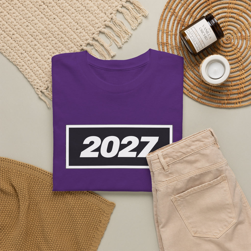 Oasis Inspired 2027 Graphic Tee — Minimal Year Rectangle T‑Shirt for New Year Celebrations