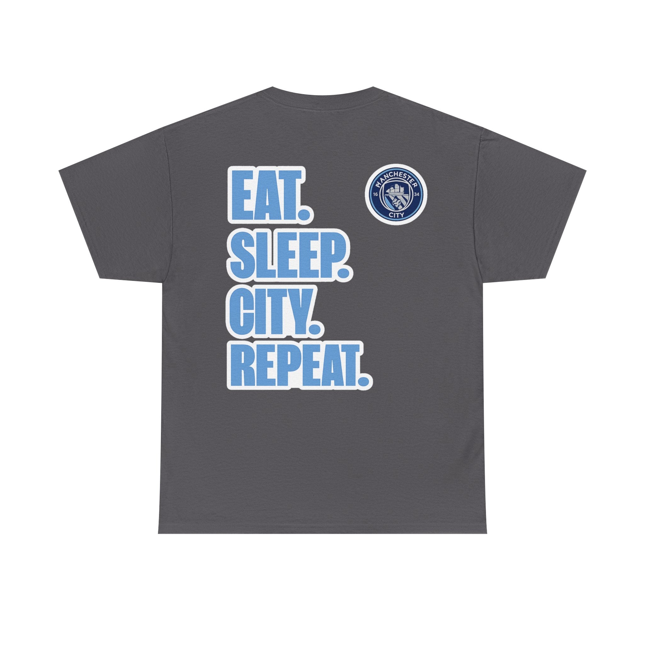 Manchester City T-Shirt – 'Eat. Sleep. City. Repeat.' Football Fan Tee