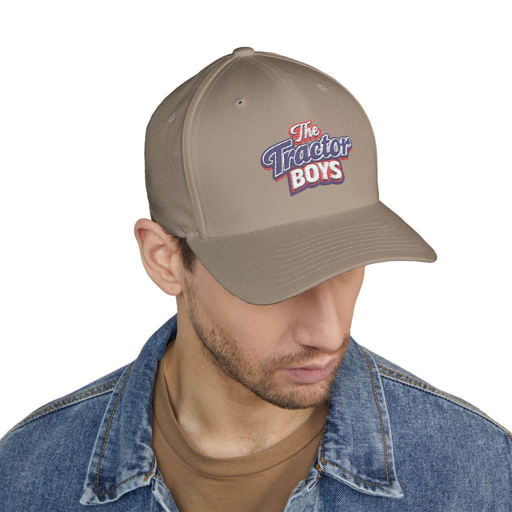 Embroidered 'The Tractor Boys' Structured Cap - Retro Red & Blue Logo
