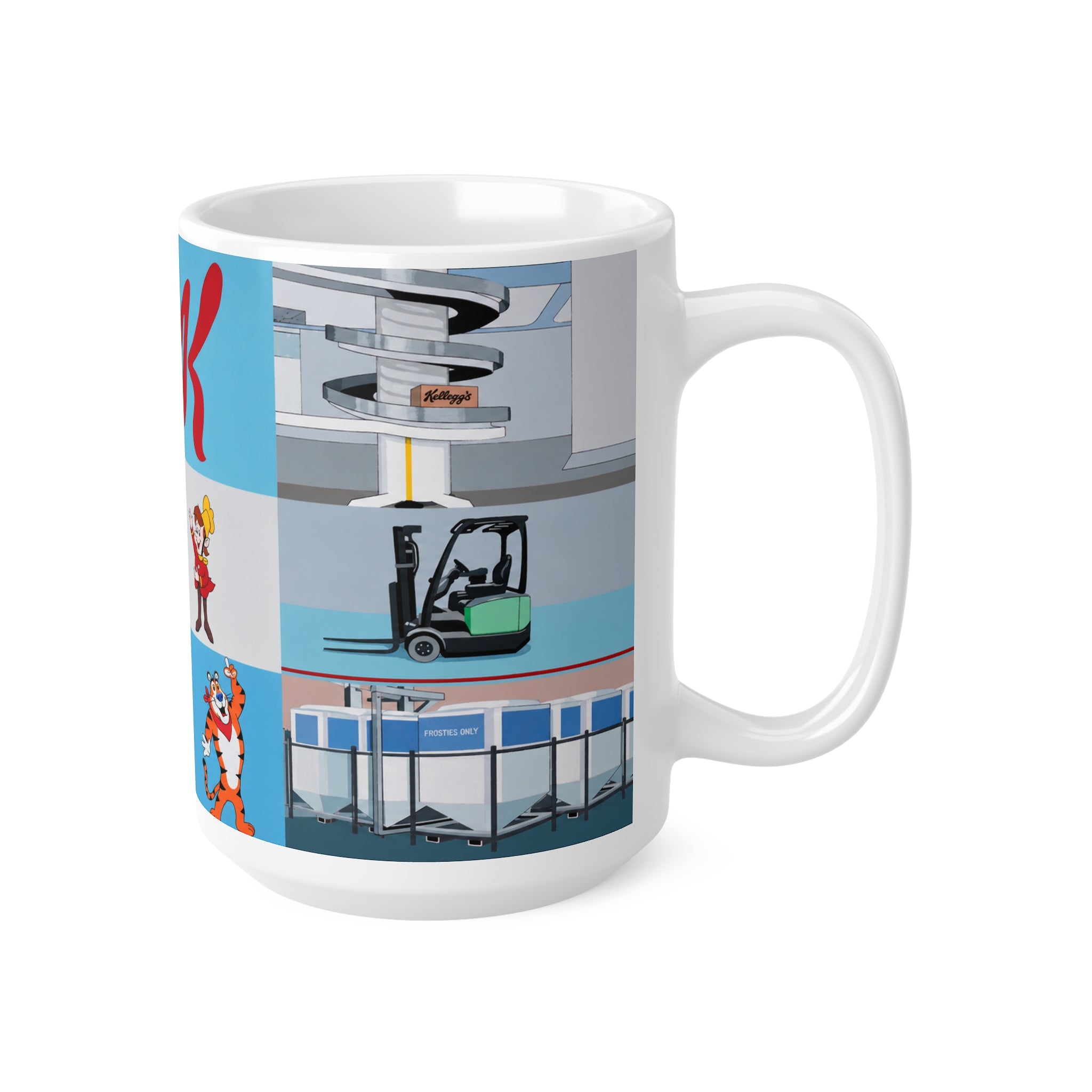 Kelloggs Trafford Park Cereal Mascot Collage Mug — 11oz & 15oz Ceramic Coffee Cup
