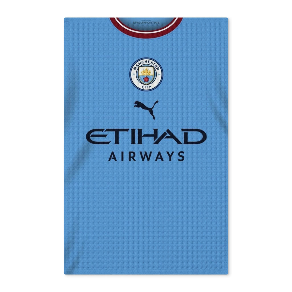 Manchester City Football Waffle Tea Towel — Double-Sided Soccer Kitchen Towel