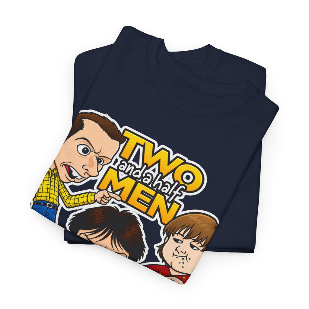 Two and a Half Men Inspired Cartoon Tee — Retro TV Comedy Graphic T-Shirt