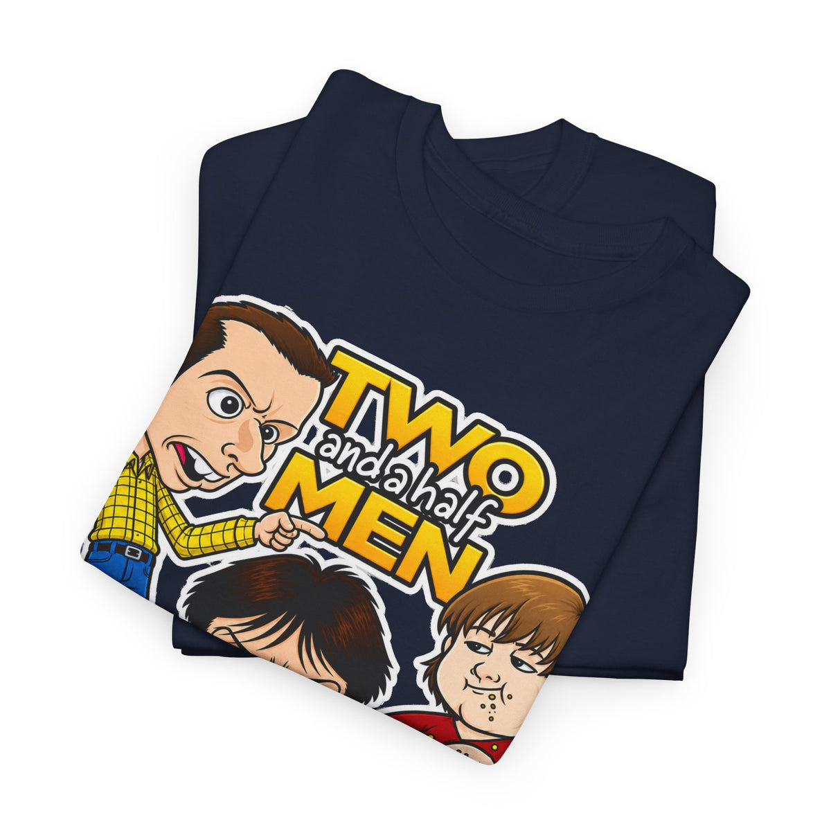 Two and a Half Men Inspired Cartoon Tee — Retro TV Comedy Graphic T-Shirt