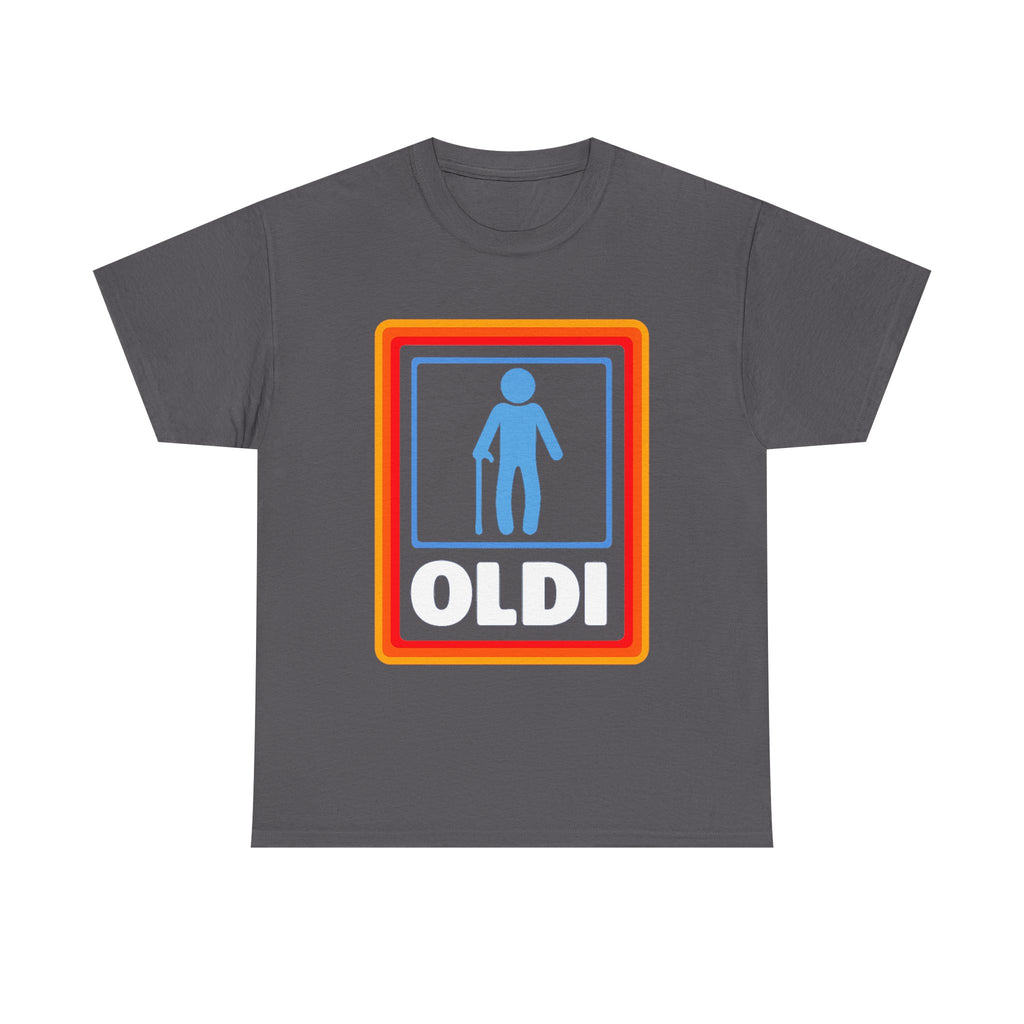 Oldi Retro Logo Tee — Funny Elderly Humour T-Shirt