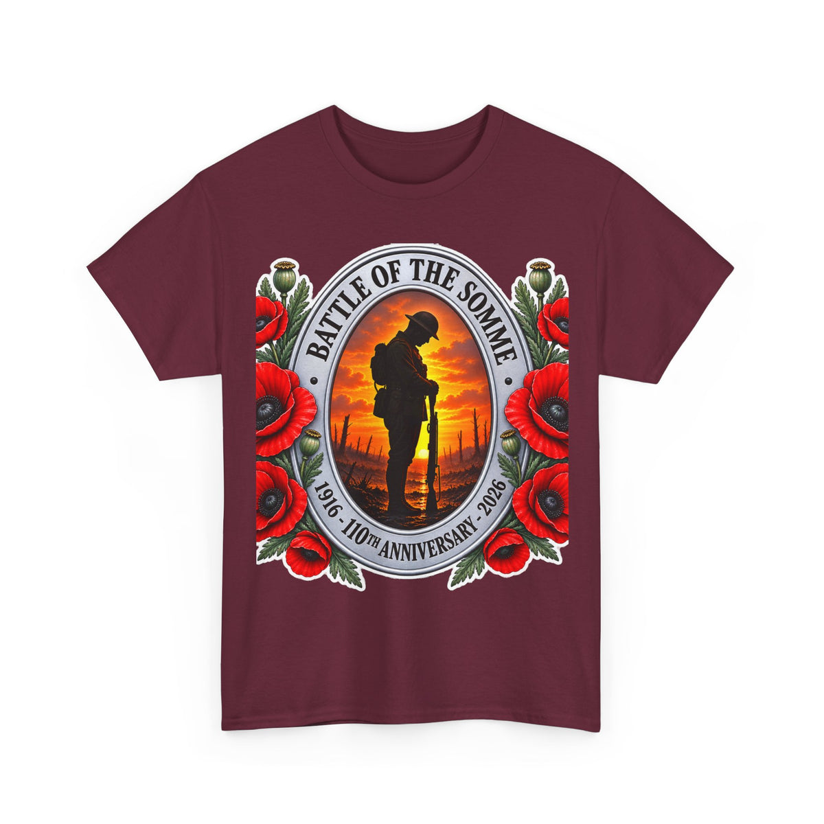 Battle of the Somme Memorial Cotton T-Shirt — 100th Anniversary Poppy Tribute