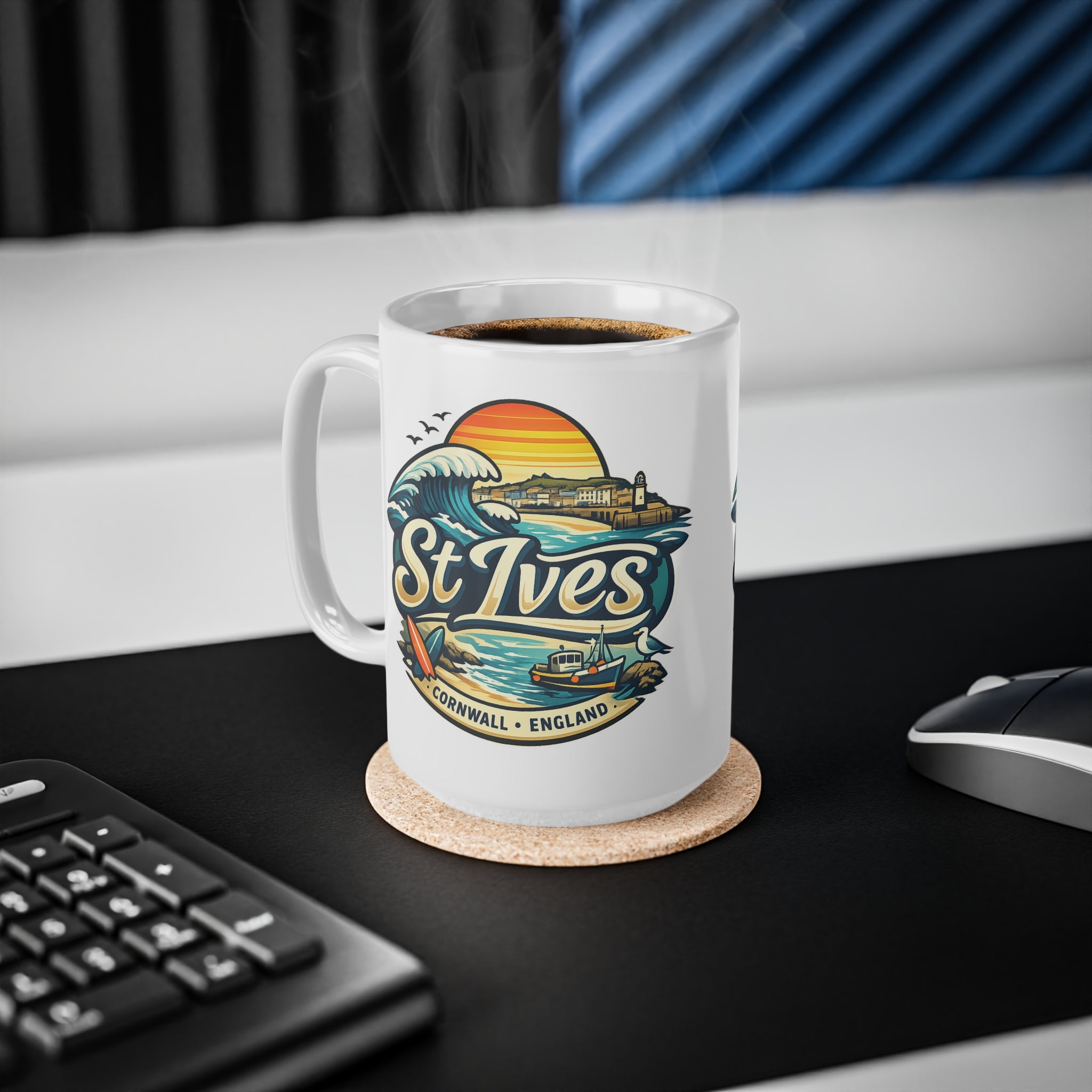 St Ives Cornwall Surf Mug — Ceramic Coffee Cup (11oz & 15oz)