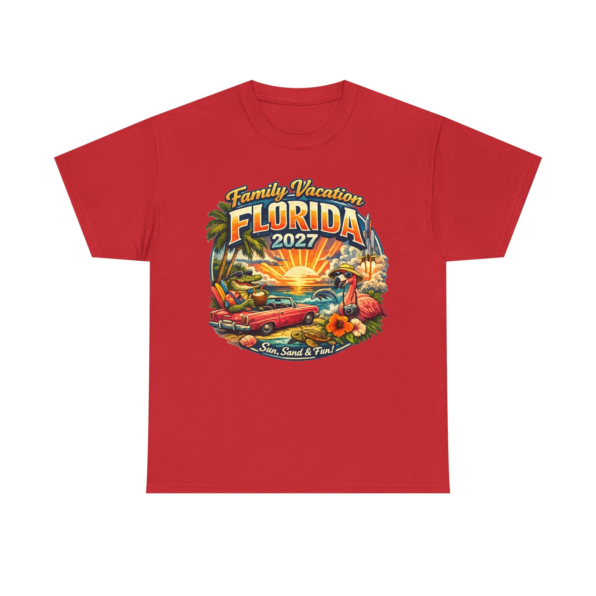 Florida Family Vacation 2027 T-Shirt — Retro Sunset Beach Design
