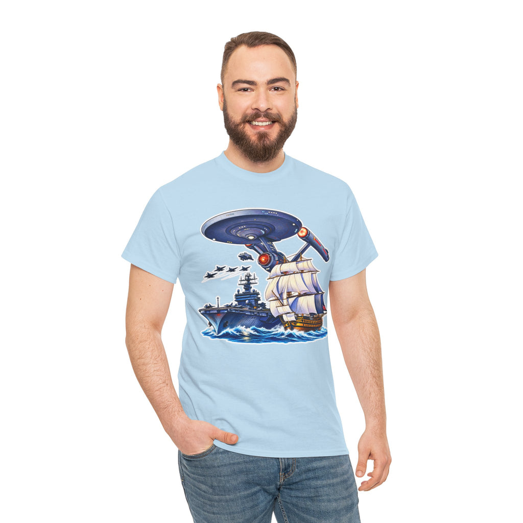 Nautical Starship Called Enterprise T-Shirt — Vintage Sailing Ship Meets Spaceship Graphic Tee