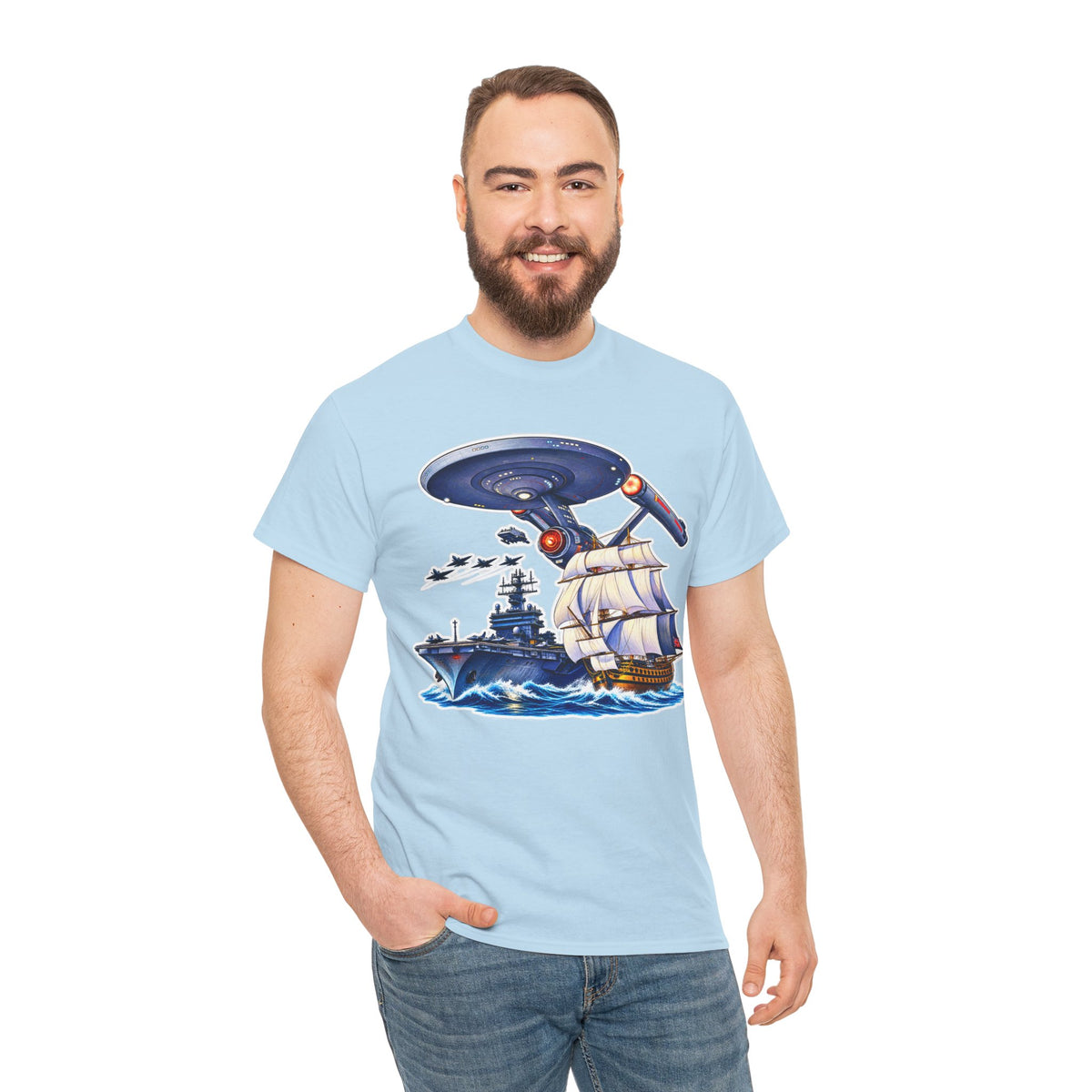Nautical Starship Called Enterprise T-Shirt — Vintage Sailing Ship Meets Spaceship Graphic Tee