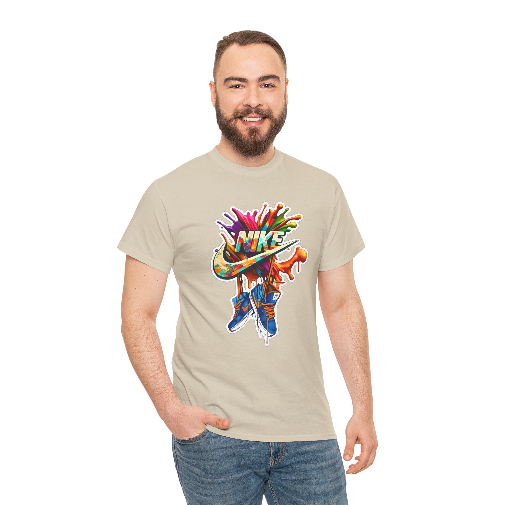 Nike Inspired Splash Graphic Tee — Colorful Sneaker Streetwear T-Shirt
