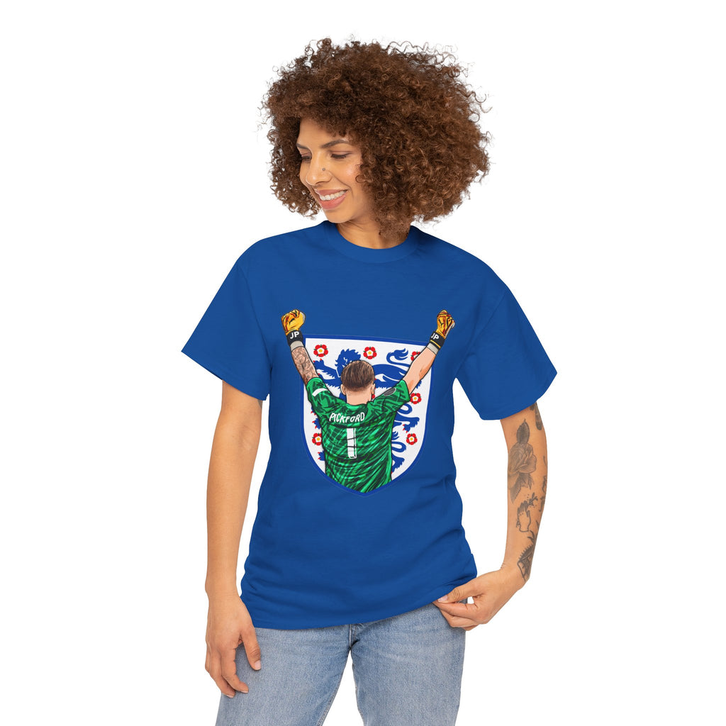 Pickford England Number 1 Goalkeeper Graphic Tee — Victory Pose Jersey Design