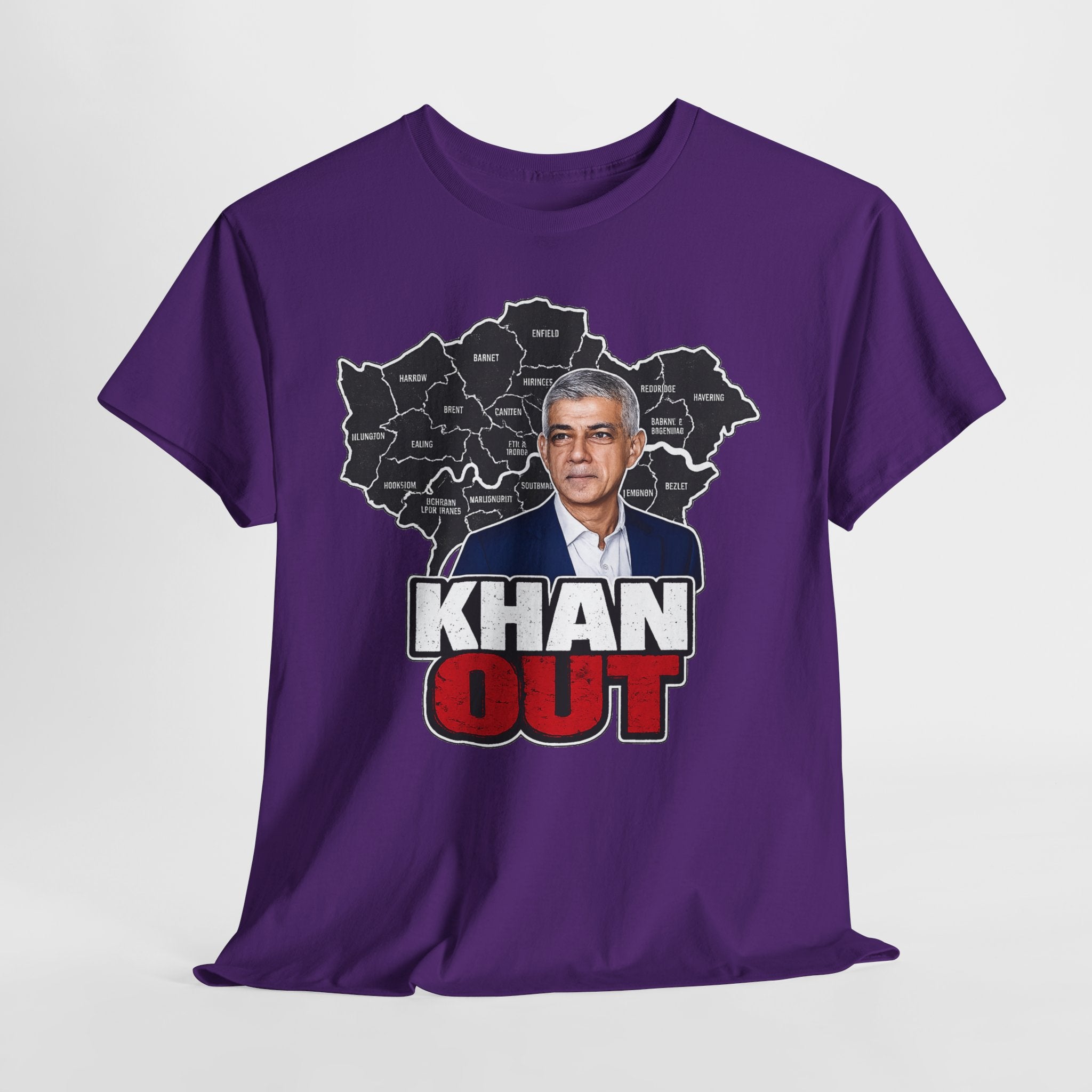 Sadiq Khan Out" Political Protest Tee with Sadiq Khan Graphic T-Shirt