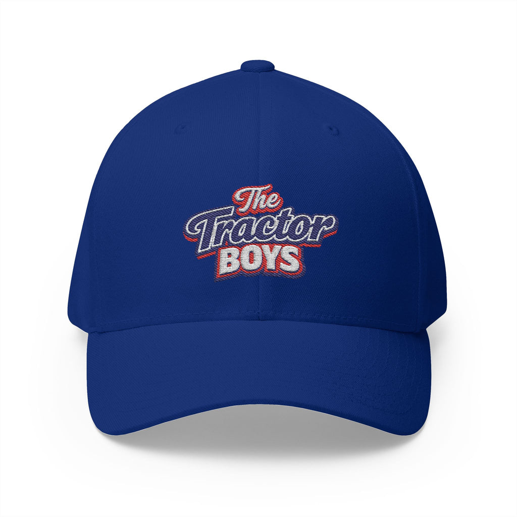 Embroidered 'The Tractor Boys' Structured Cap - Retro Red & Blue Logo
