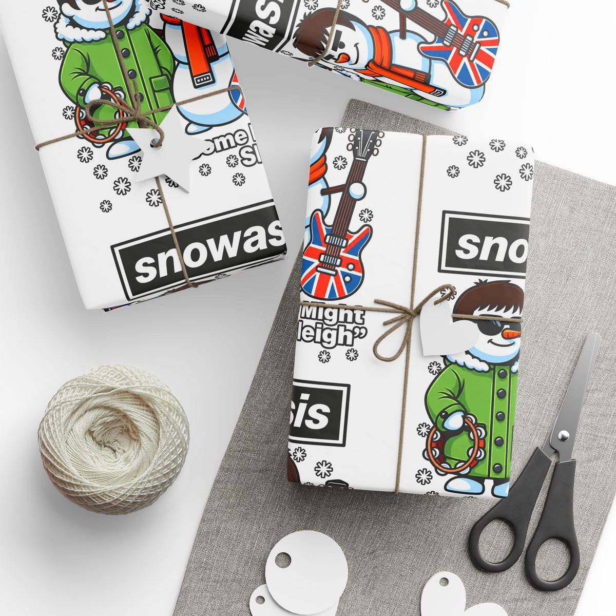 Snowasis #Oasis Inspired Holiday Wrapping Paper – Cute Snowman & Snowdog Pattern