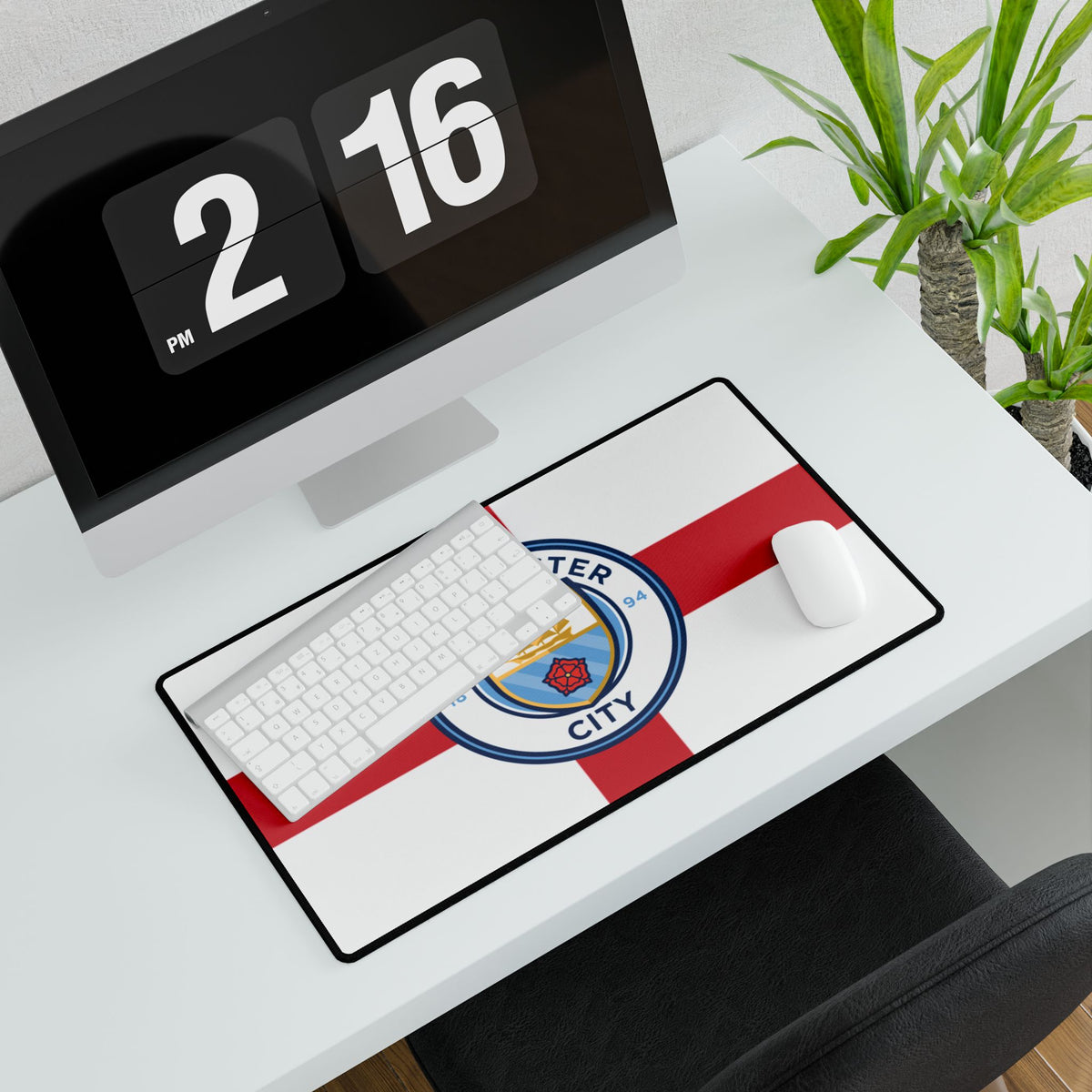 Manchester City St George Flag Desk Mat — Large Football Club Gaming Mouse Pad