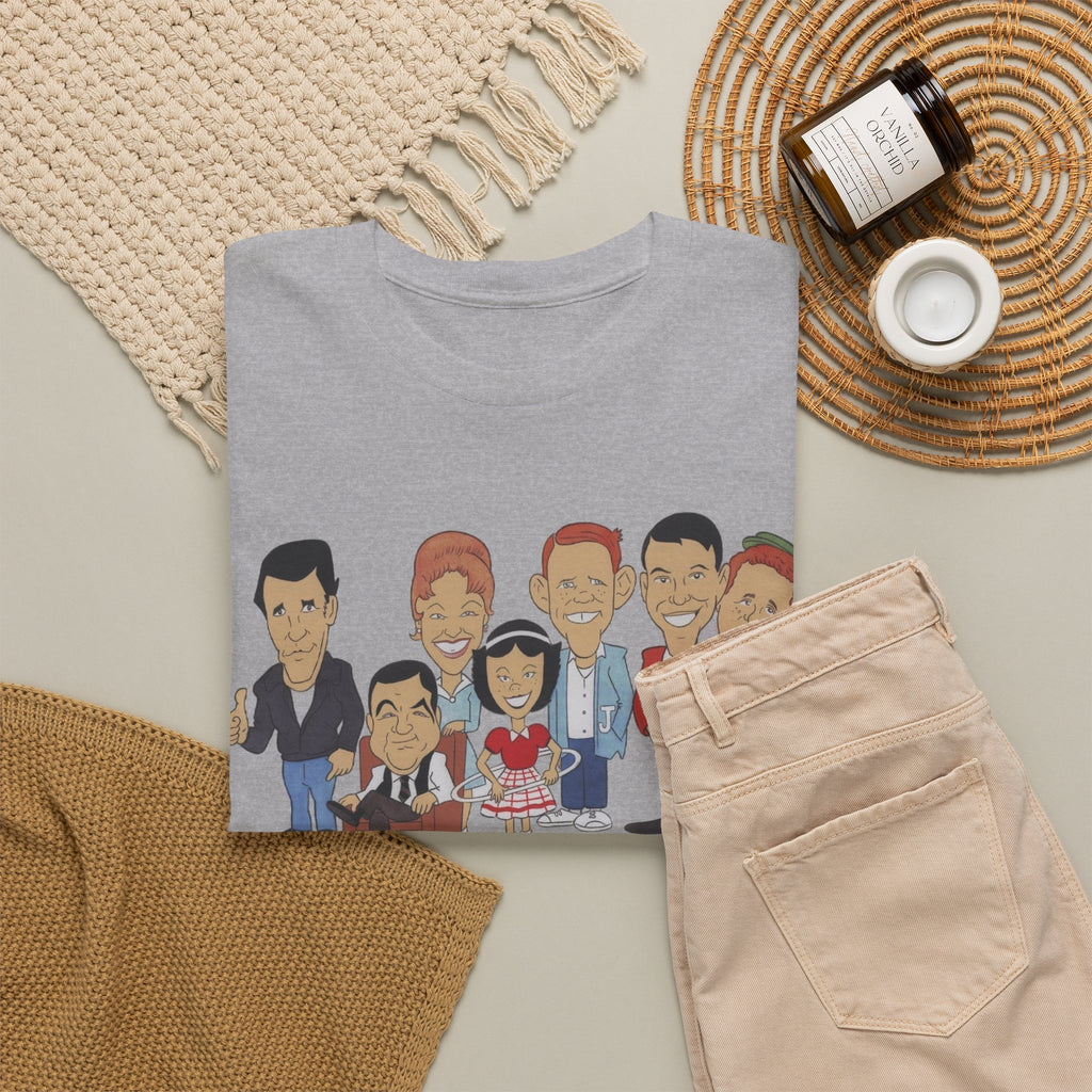 Happy Days Retro TV Cast Cartoon Tee - Vintage Sitcom Character Group Shirt
