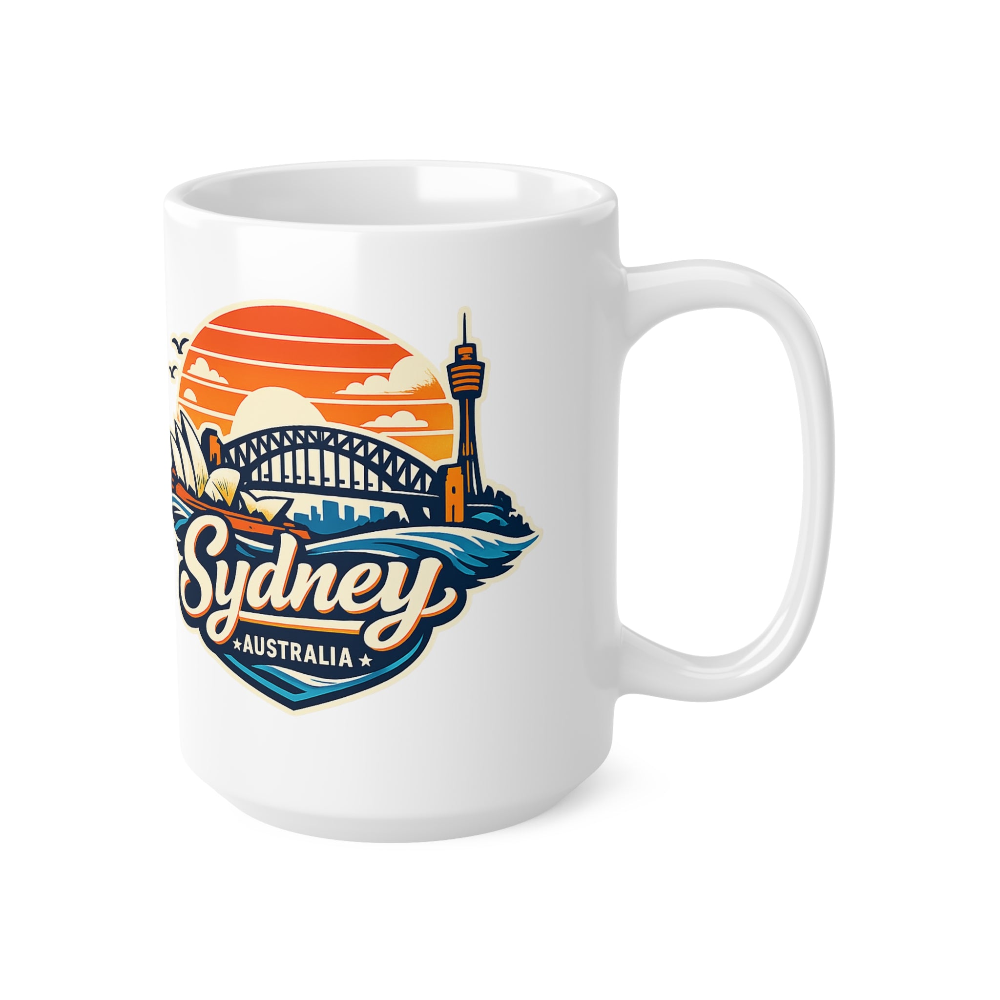 Sydney Skyline Coffee Mug — Vintage Sunset Opera House & Harbour Bridge Ceramic Cup (11oz, 15oz)
