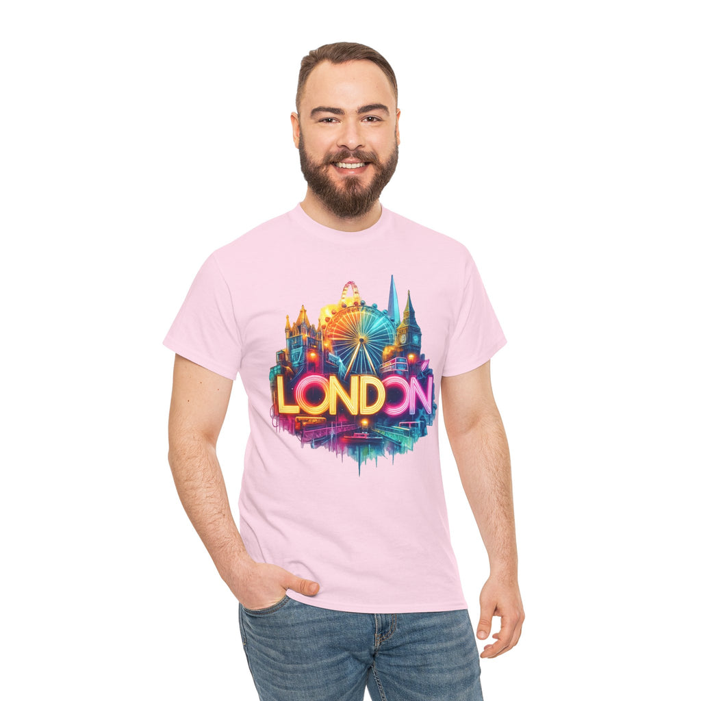 London Skyline Tee — Colorful Neon London Landmark T-Shirt