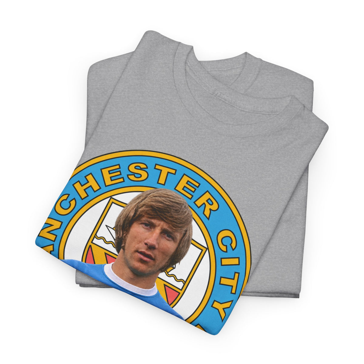 Colin Bell Manchester City Legend Cotton Tee — Retro Player Graphic