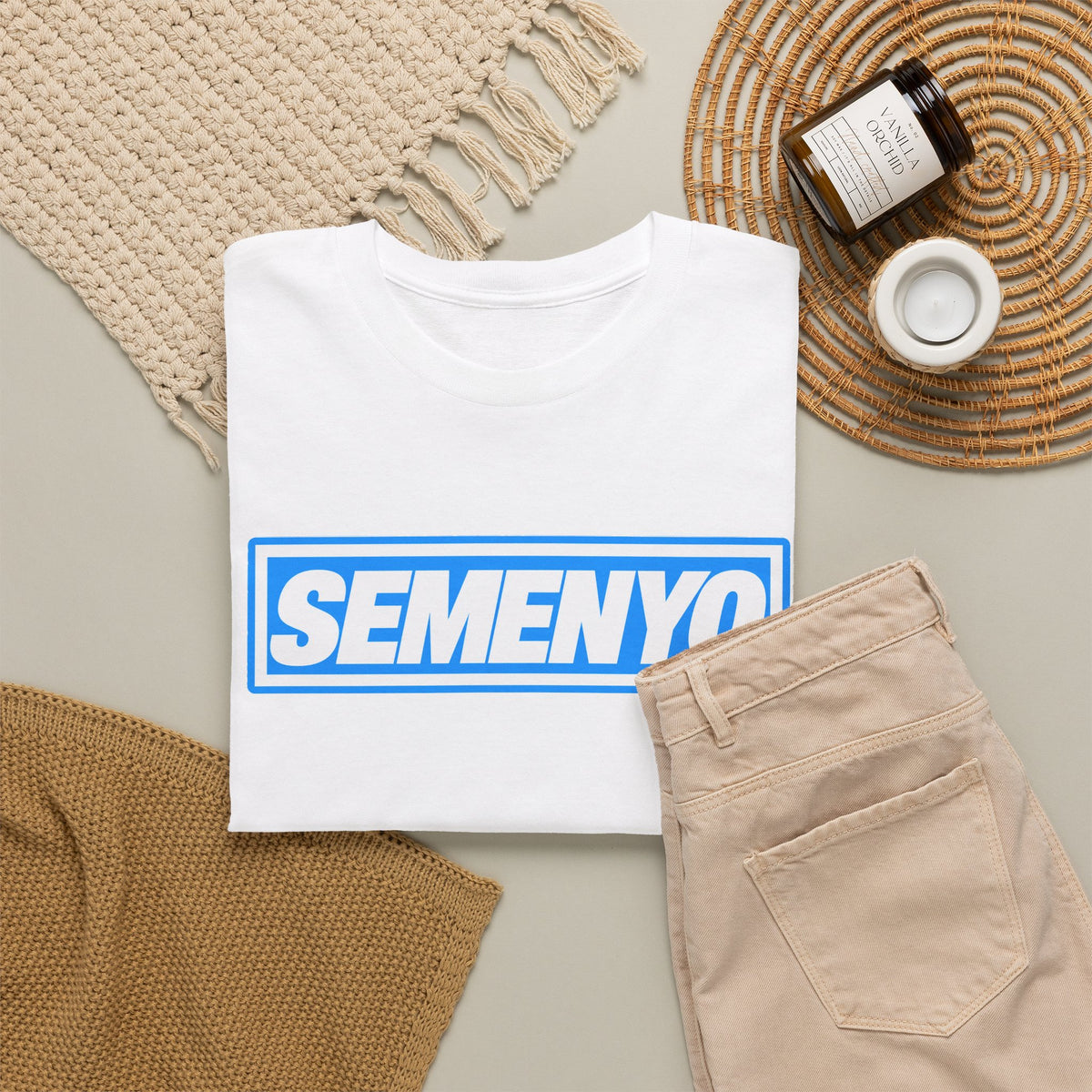 Semenyo Logo T-Shirt — Bold Blue Box-Text Tee
