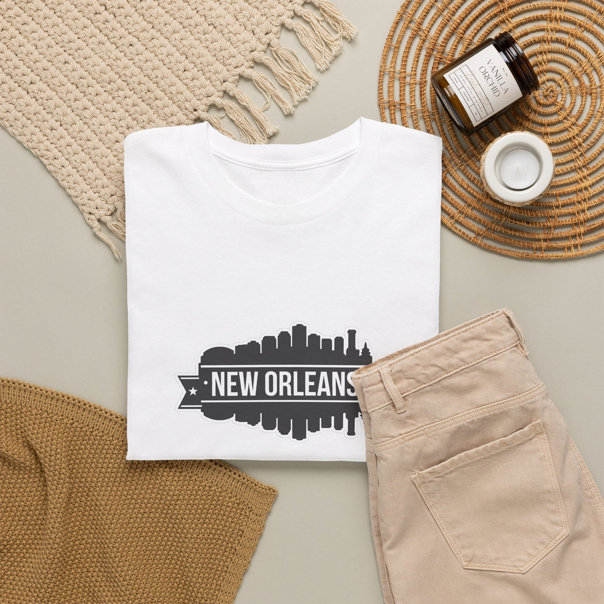 New Orleans Skyline T-Shirt – Retro Badge Cityscape Tee