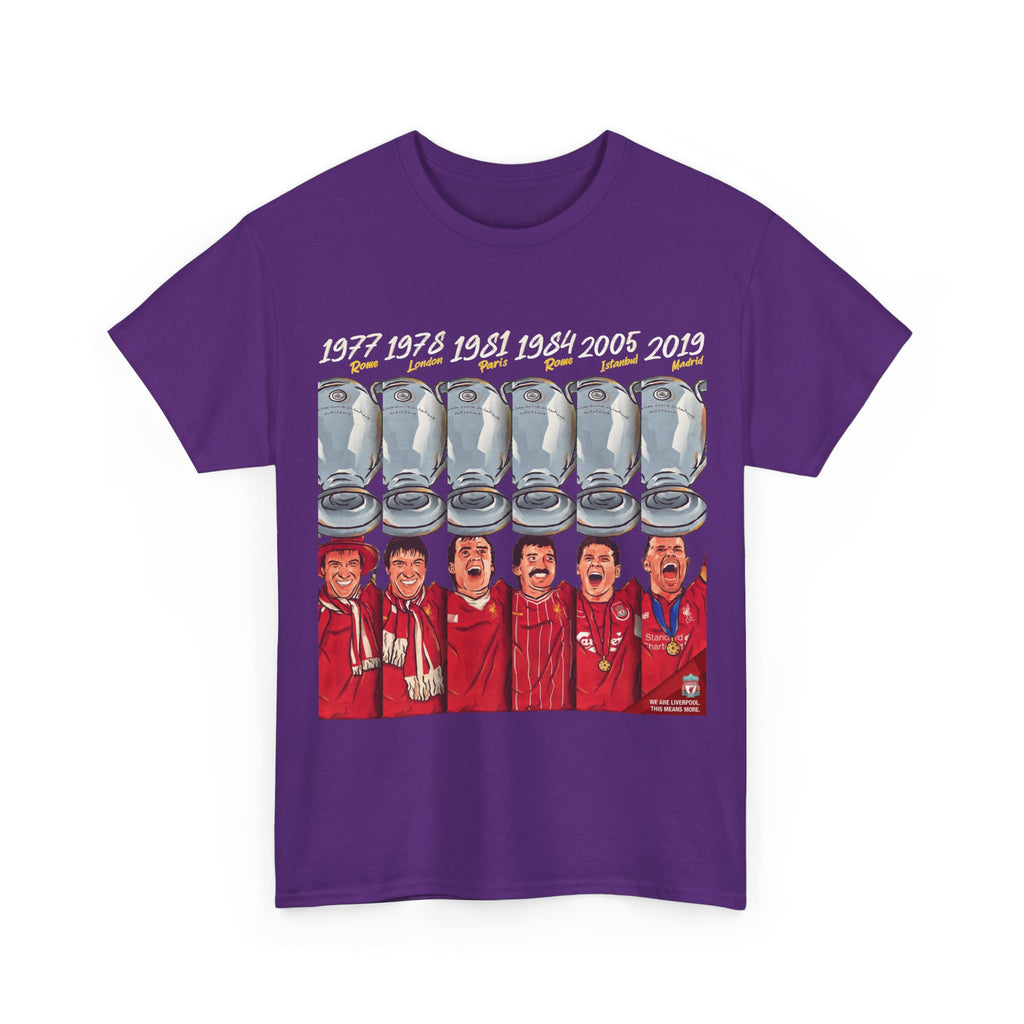 Liverpool Champions Timeline Tee — Liverpool European Cup Winners (1977, 1978, 1981, 1984, 2005, 2019)