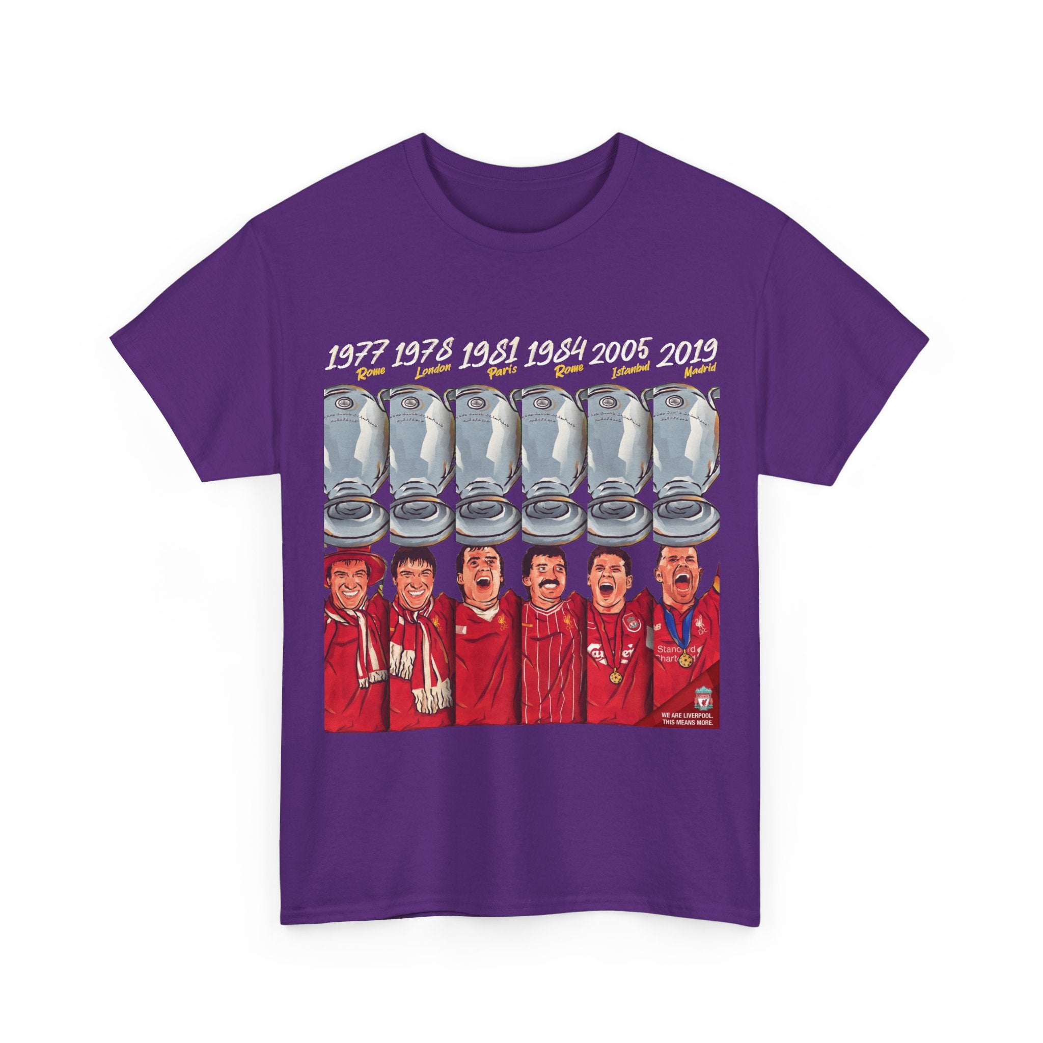 Liverpool Champions Timeline Tee — Liverpool European Cup Winners (1977, 1978, 1981, 1984, 2005, 2019)