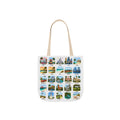 Florida City Landmark Collage Canvas Tote Bag — Vintage Travel Icons Print