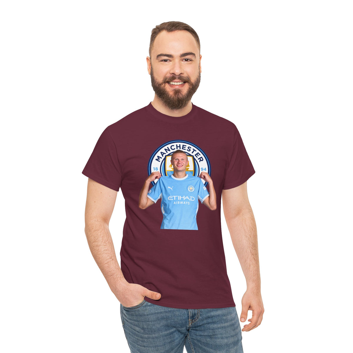 Manchester City Erling Haaland Inspired Cotton T-Shirt Tee — Player Celebratory Graphic T-Shirt