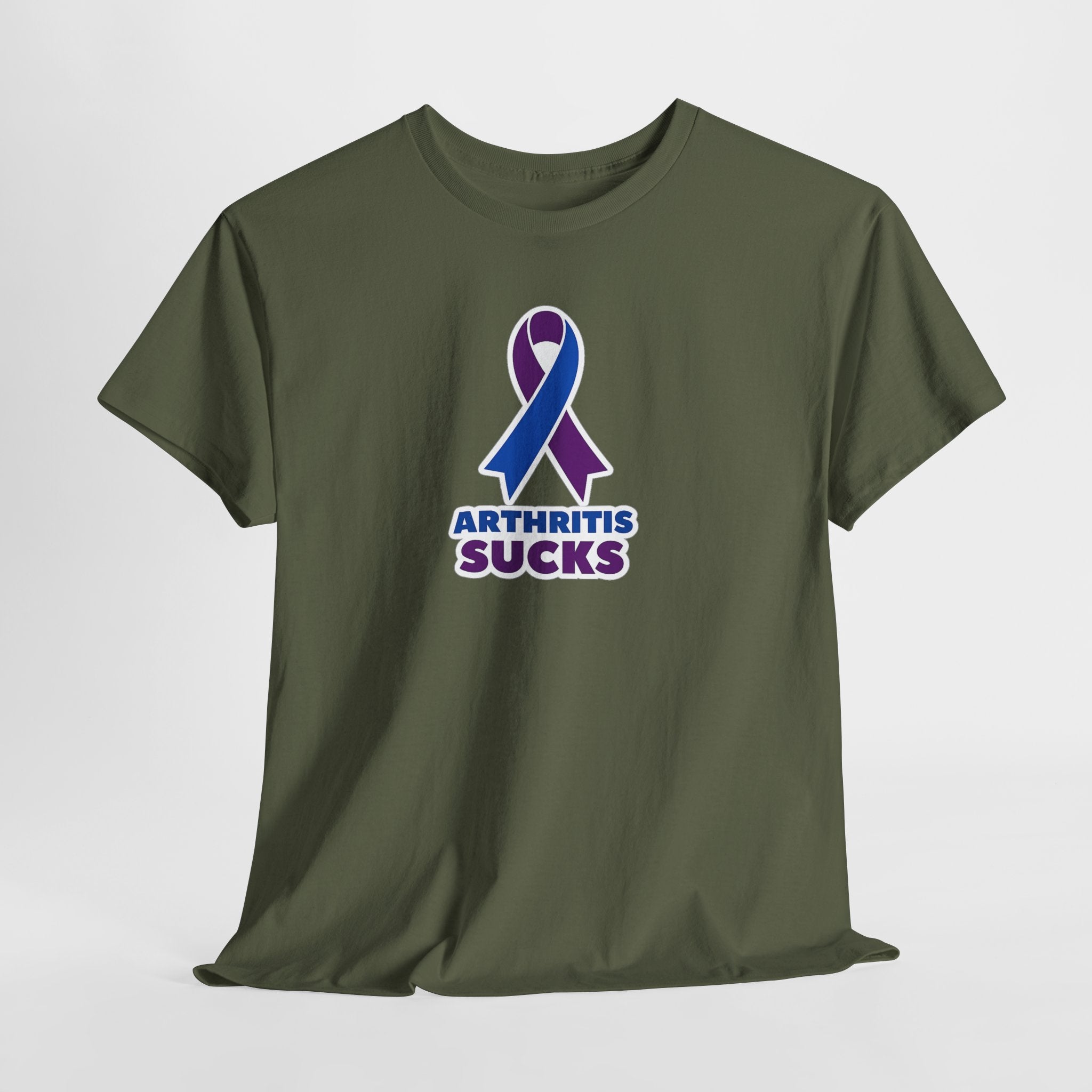 Arthritis Sucks Awareness T-Shirt — Purple & Blue Ribbon Support Tee