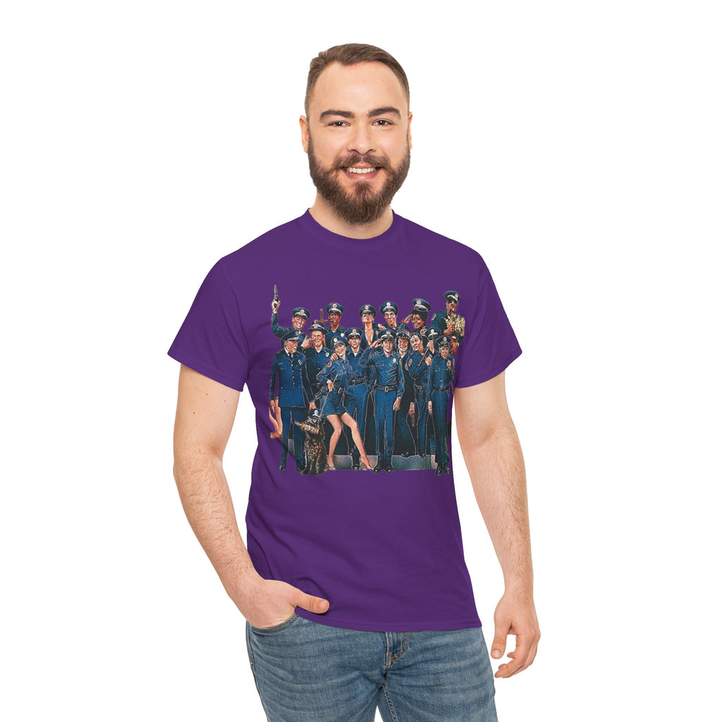 Police Academy Movie Inspired Cotton T‑Shirt — Retro Squad Photo Tee