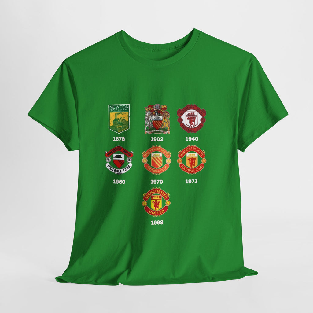 Manchester United Crest Evolution T-Shirt — Vintage Club Logo Timeline Tee