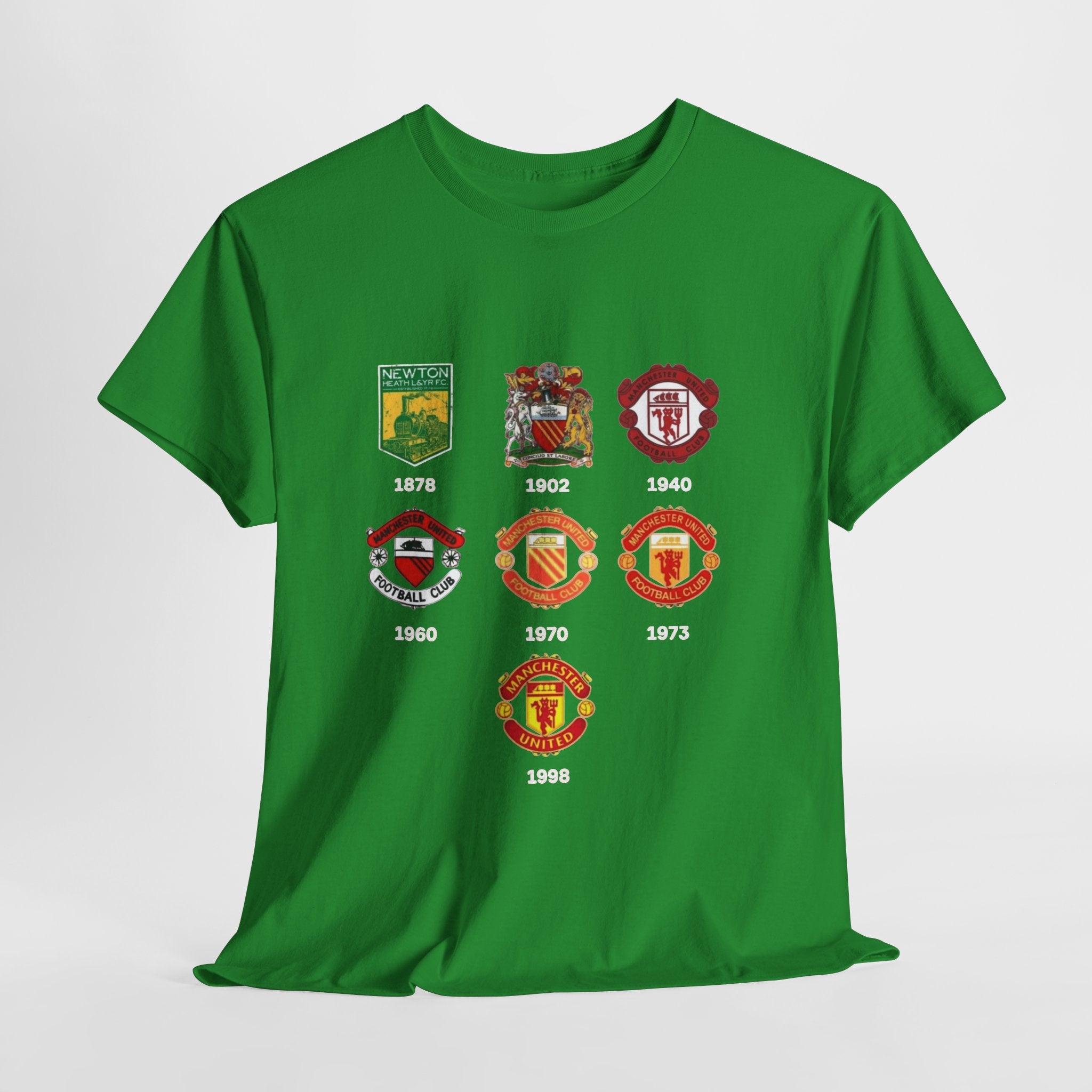 Manchester United Crest Evolution T-Shirt — Vintage Club Logo Timeline Tee