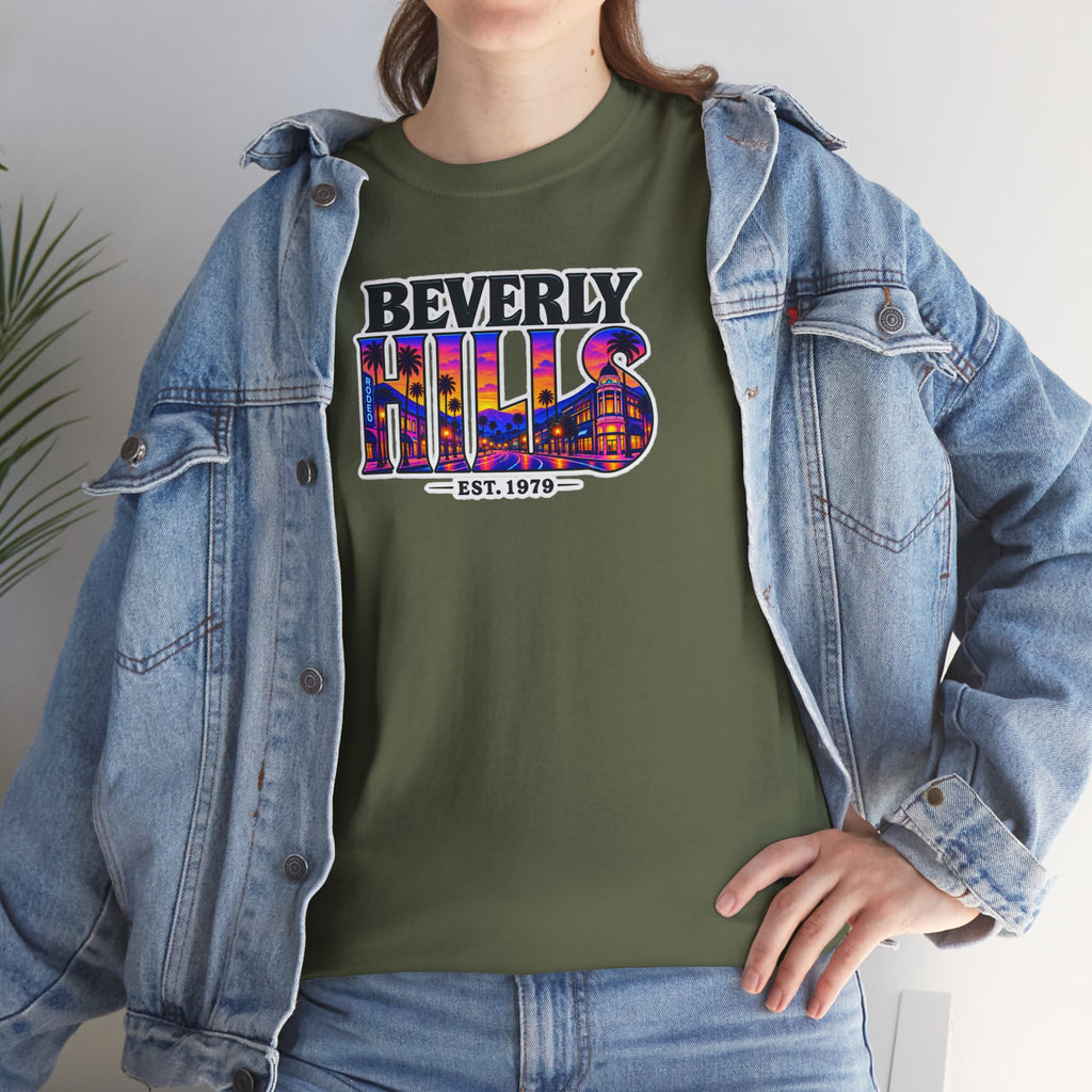 Beverly Hills Retro Sunset Tee — 'Beverly Hills EST. 1979' Graphic T-Shirt
