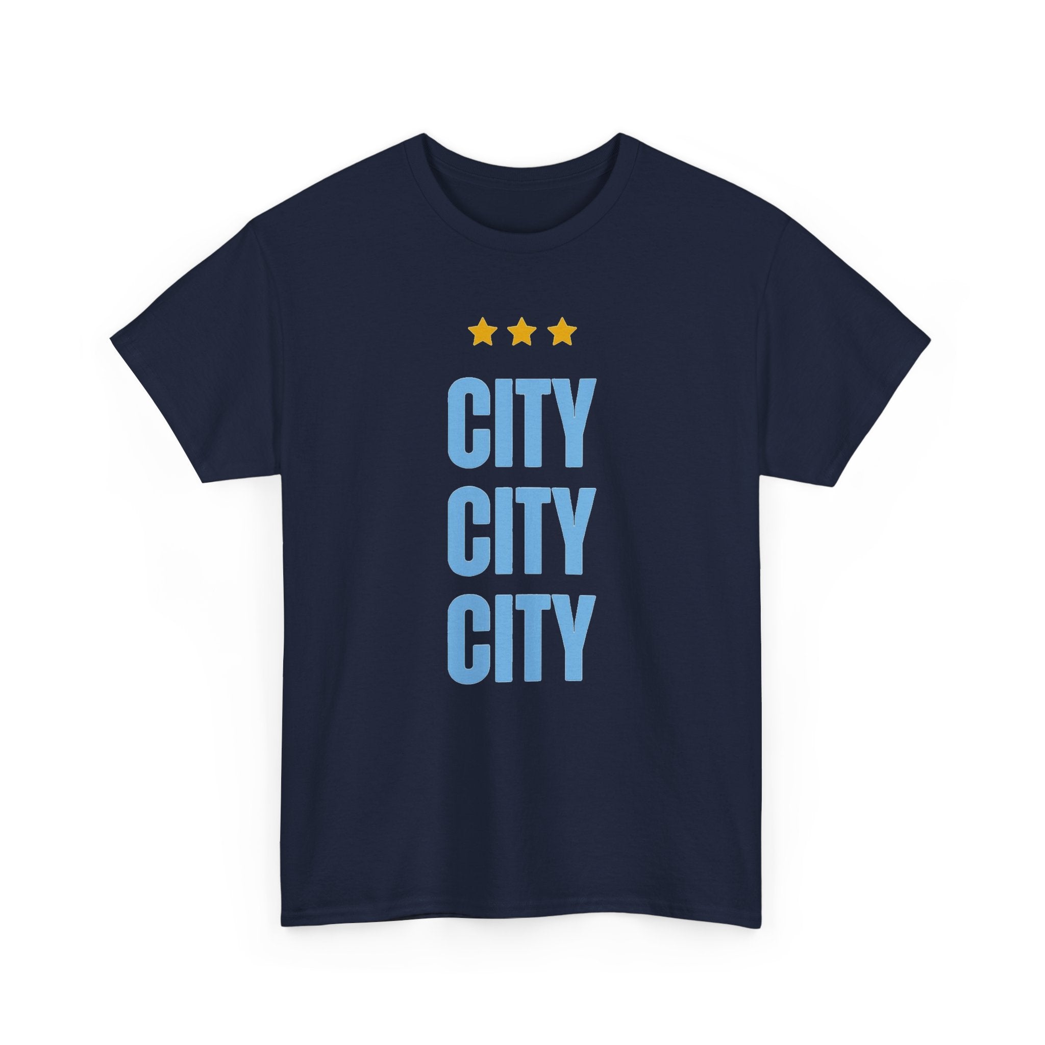 Manchester City City City Tee — Retro Three-Star Premier League Lion Soccer Shirt