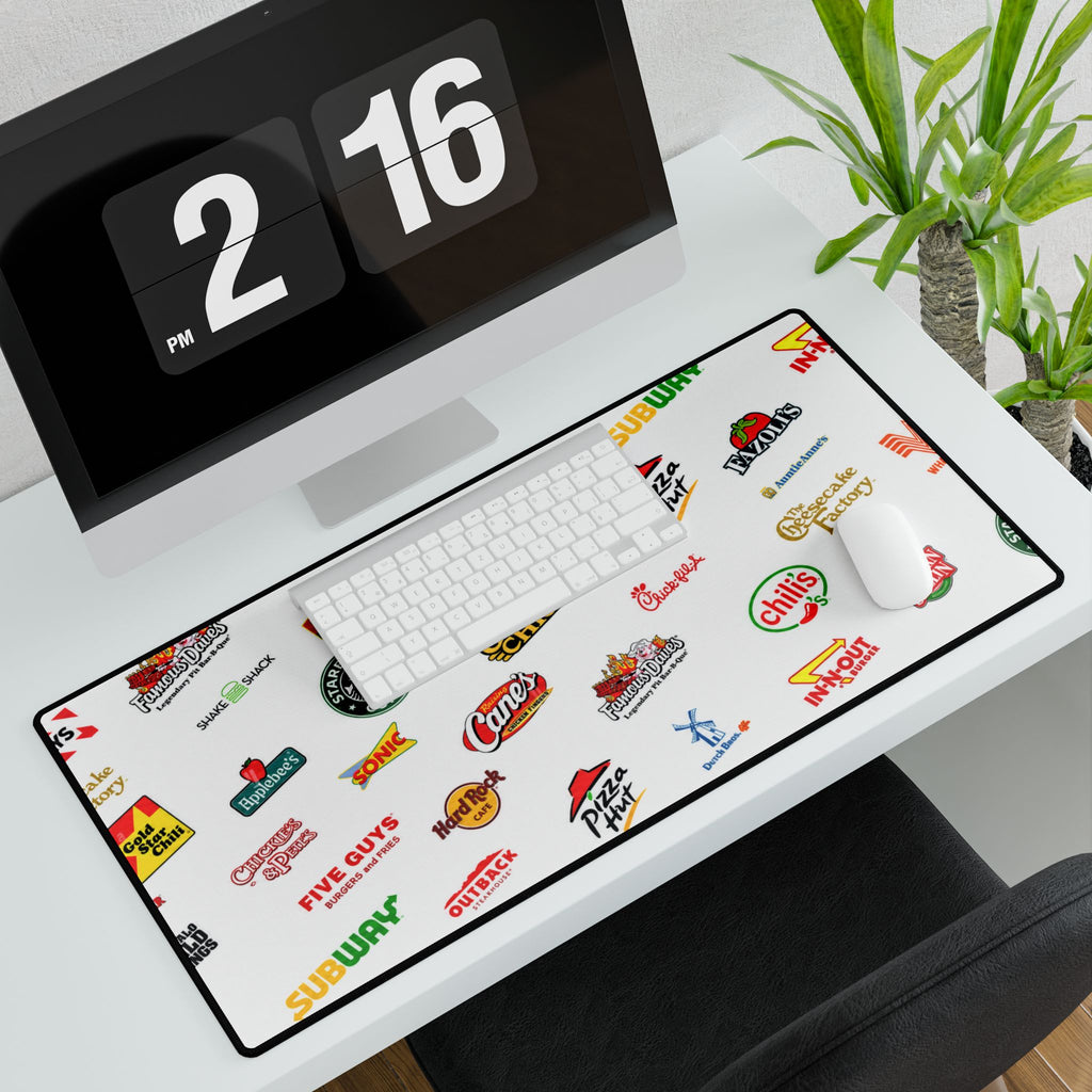 American Fast Food Chains Logo Desk Mat — Oversized Gaming & Office Mouse Pad