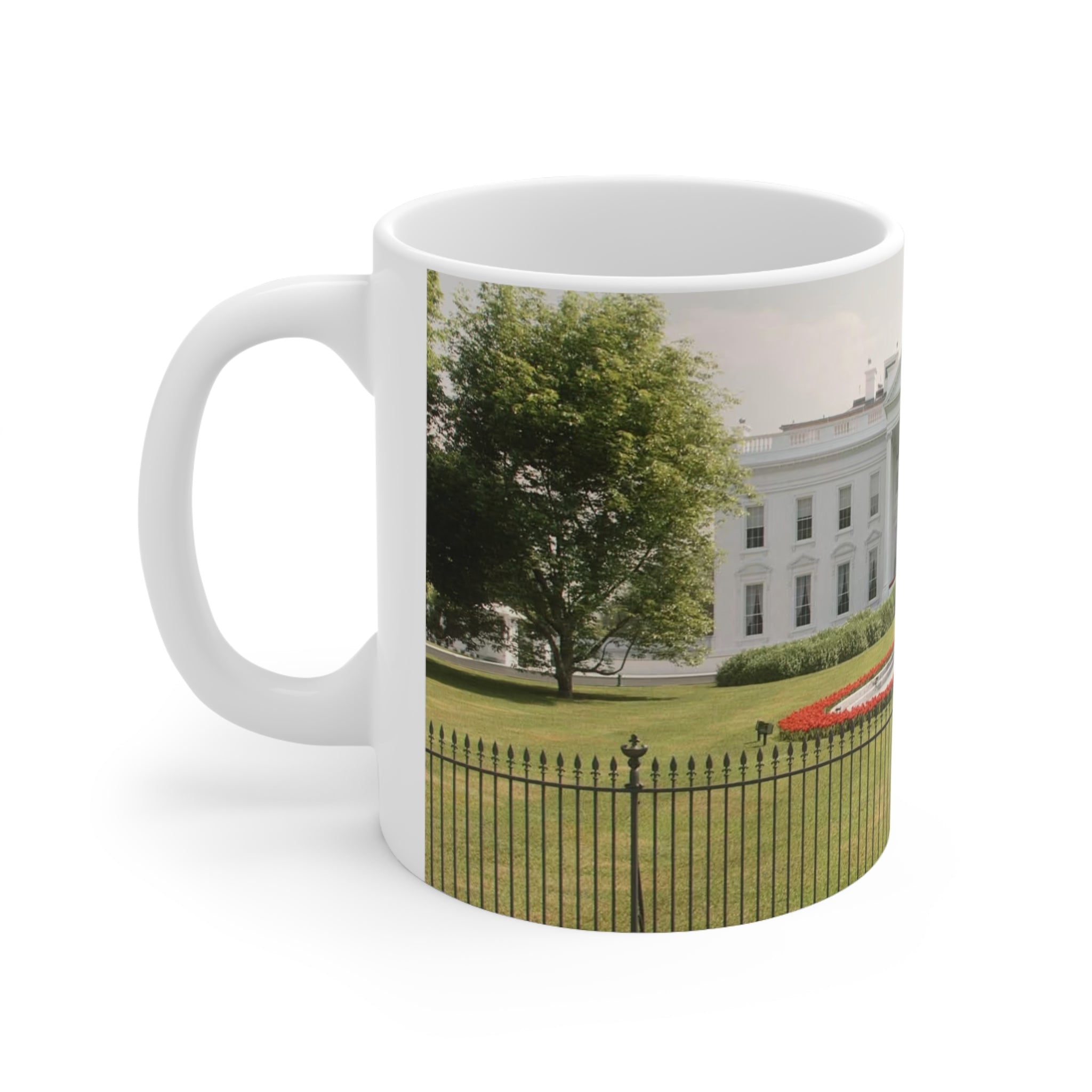 White House Landmark Photo Ceramic Mug — White House Front View, 11oz & 15oz