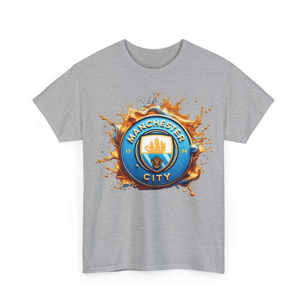 Manchester City Inspired Splash Logo Cotton T-Shirt