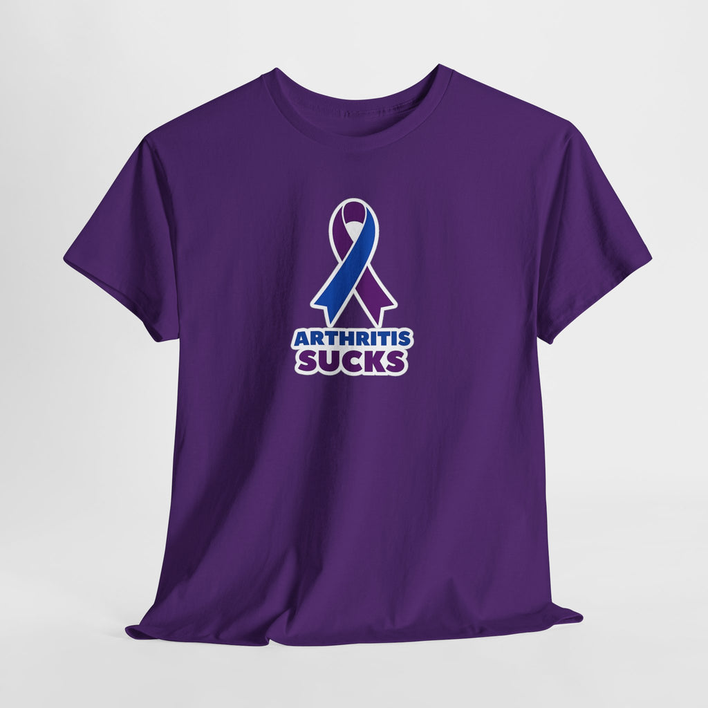Arthritis Sucks Awareness T-Shirt — Purple & Blue Ribbon Support Tee